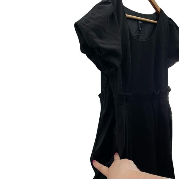 ONLY Black Puff Sleeve Ruffle Waist Accented Cocktail Party Mini Dress XL - Picture 3 of 8